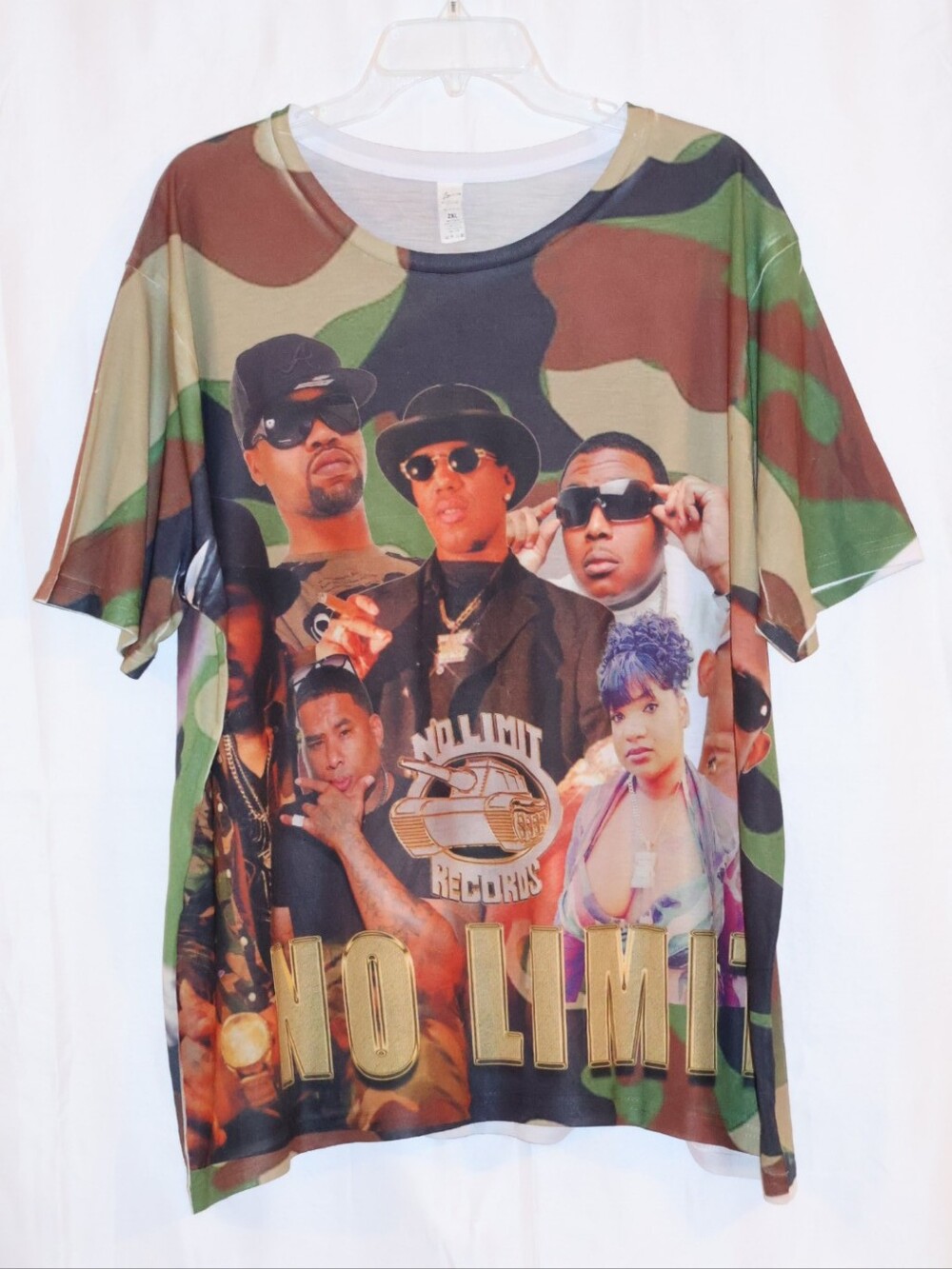 Vintage-Style No Limit Records Graphic Camo Tee. 2XL.